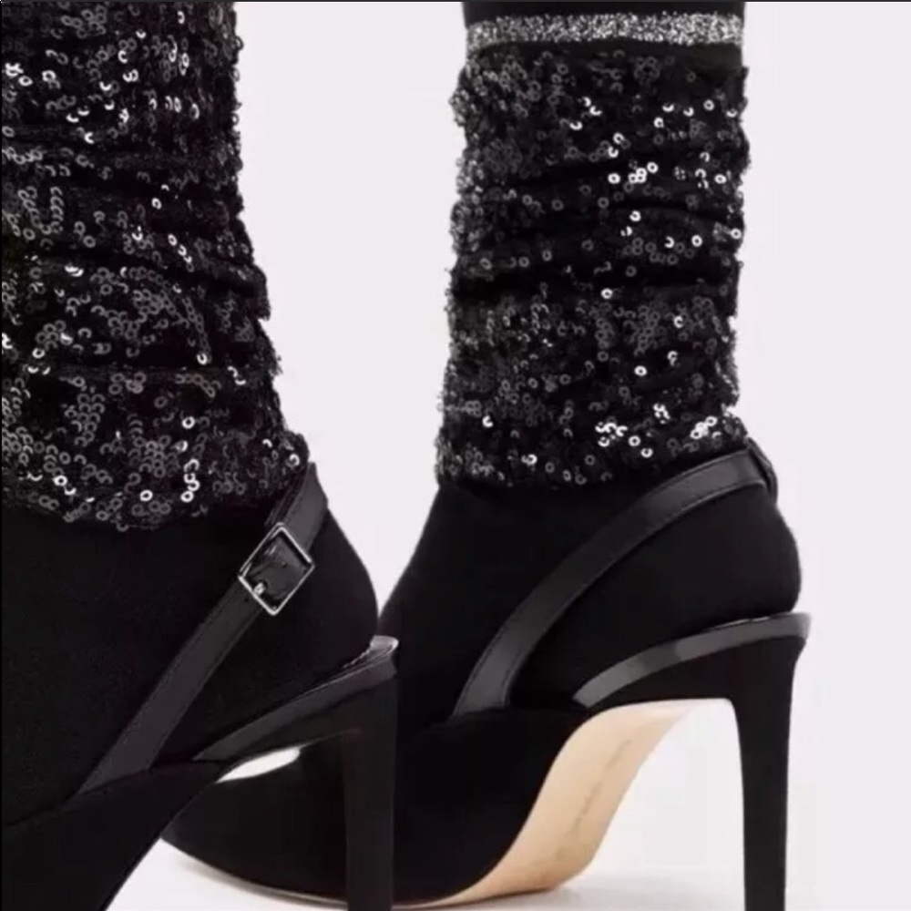 Black Zara sock sequin booties 37 NWT